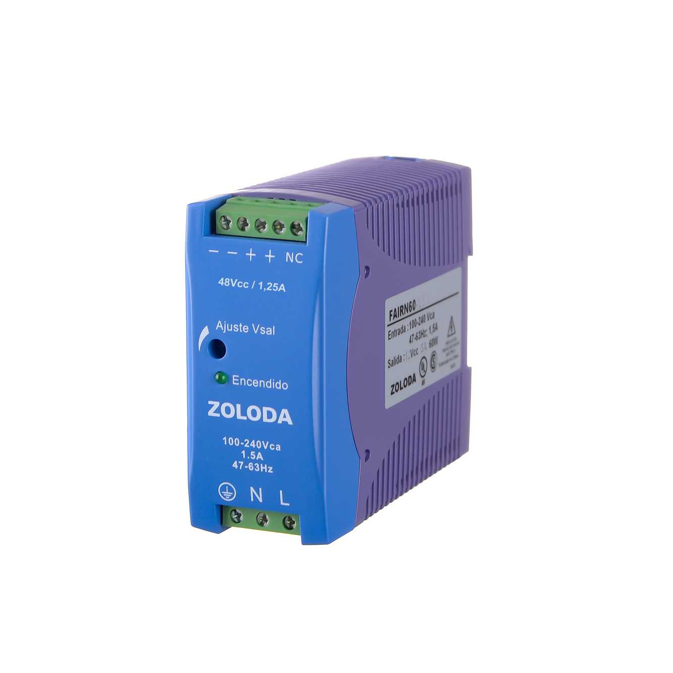 Fuente ent.85-264vca sal.48vcc 1250mA 60w